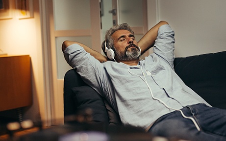 Patient in Clearwater relaxing with dental implants