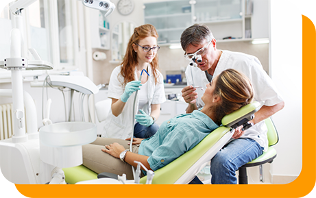 Woman at a dental checkup and cleaning